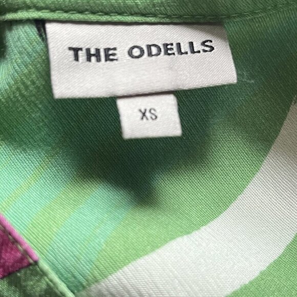 The Odells Kelly Green Peasant Blouse Print Popover Top Sz XS - Picture 4 of 5